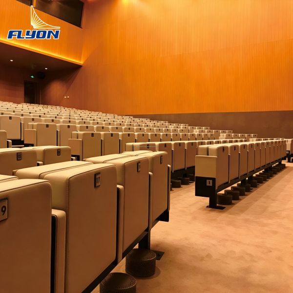 Ergonomic Theater Chair with Adjustable Armrest and Foldable Structure for Cinema Auditorium Seating