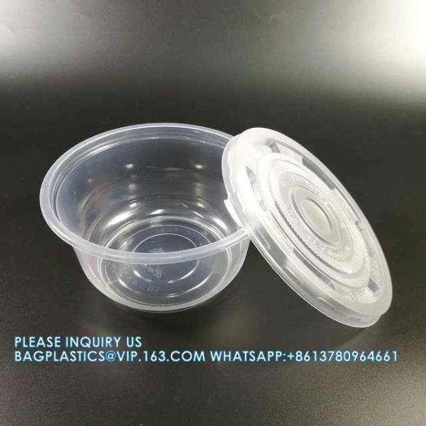 920ml Round Microwavable Plastic Disposable Soup Rice Bowls Restaurant Food Packaging Clear Container For Food