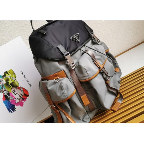 Saffiano Leather Apricot Luxury Brand Backpack With Multiple Pockets