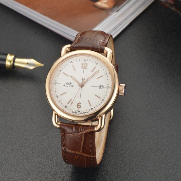 Silver/Black Automatic Date Quartz Watch with Stainless Steel Case - Custom Logo Available