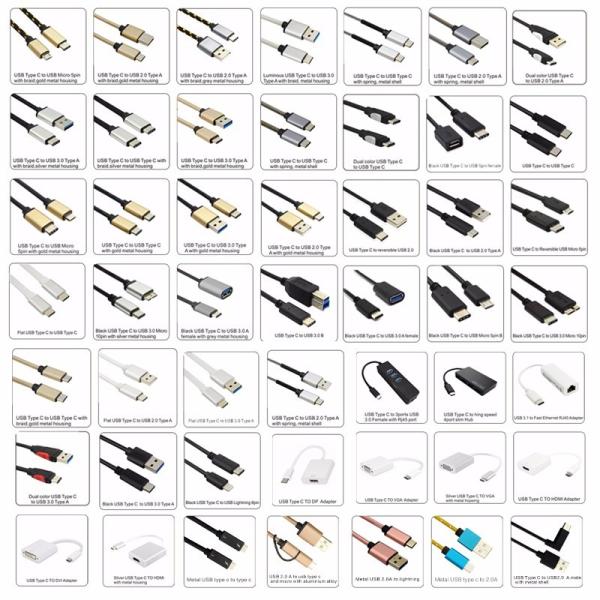 Type C To USB 2.0 Male - Male USB Data Cable Power Charger With Nylon Braided