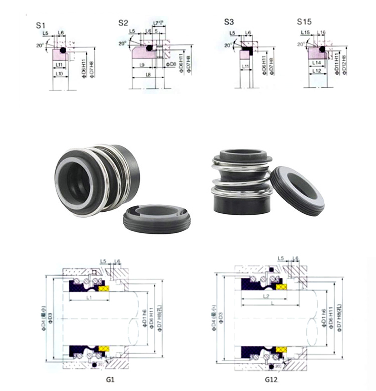 Весна водяной помпы C12C10AMN TC FKM NBR EPDM PTFE механическая