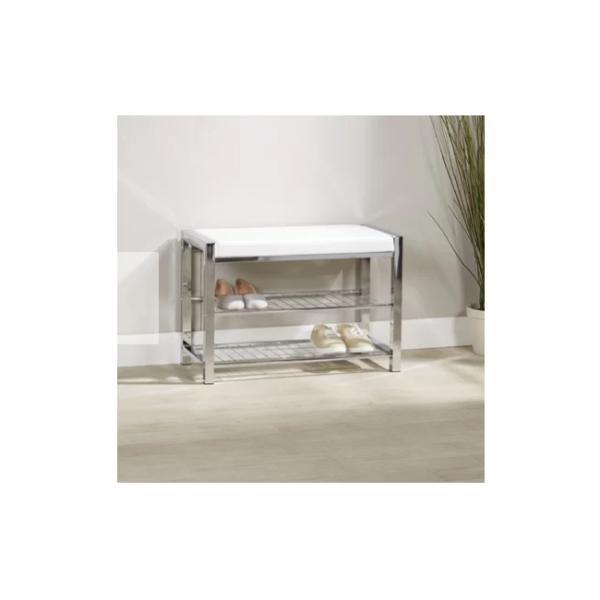 Rectangle Style Shoe Rack Bench with European Design and Chrome Finish Iron Structure