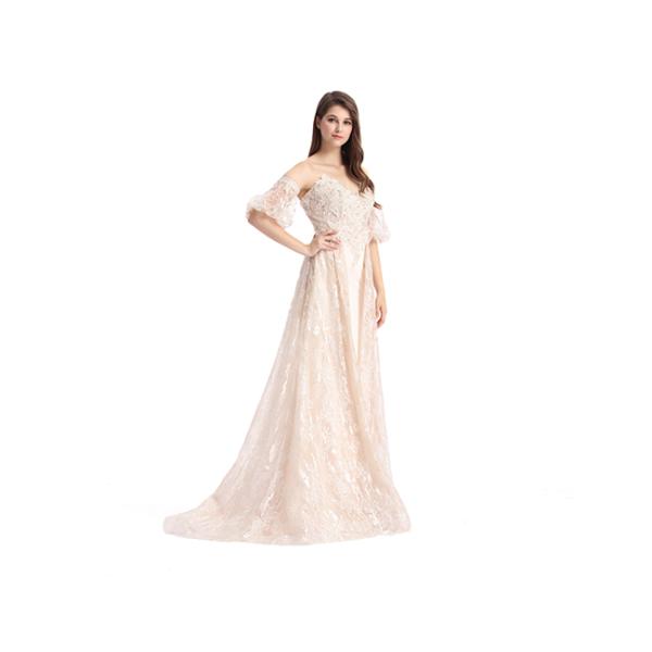 Separate Sleeve Sweet Heart Evening Dresses For Muslim Ladies Short Balloon Sleeve