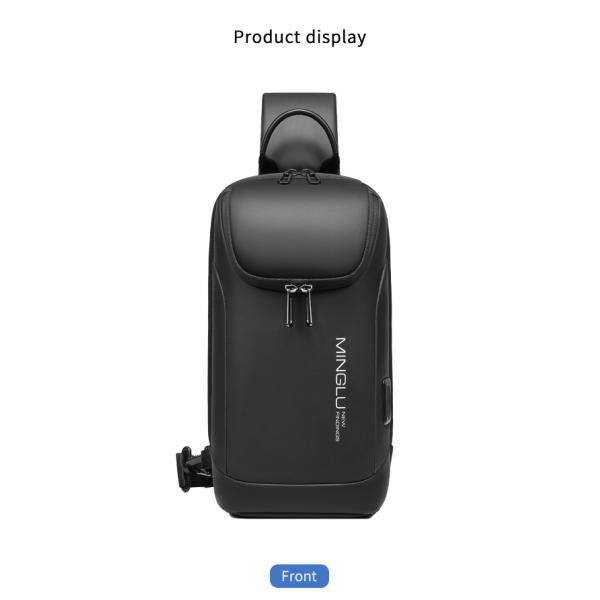 Logotipo personalizado Bolso masculino de poliéster con carga por USB