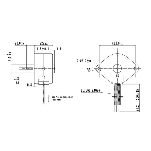 Мотор высокого прогресса двухфазовый stepper с углом шага диаметра 35 mm и 15 градусов