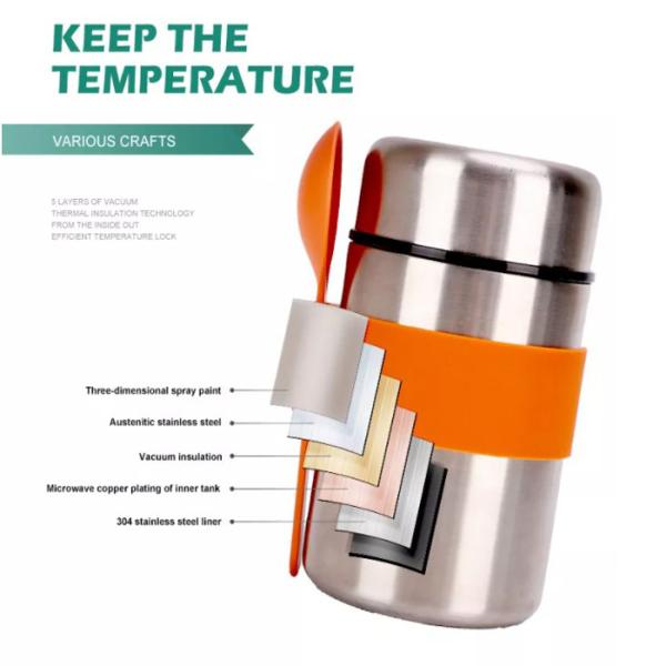 склянка коробки для завтрака вакуума нержавеющей стали 400ml термальная изолированная с ложкой