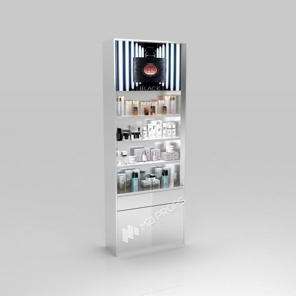 Retail Store Design Simple And Stylish Skincare Back Cabinet With Light Box For Compact Shop Cabinet And Premium Display Cabinet
