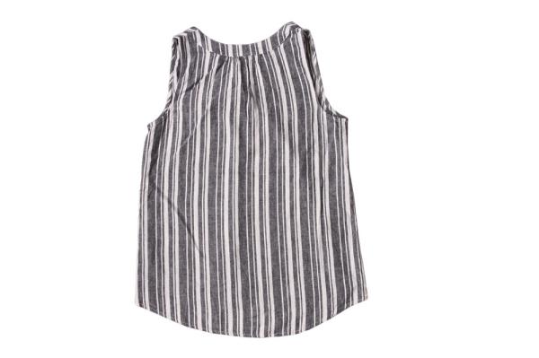 Summer Vertical Striped Women'S V Neck Vest 55% Linen 45% Rayon