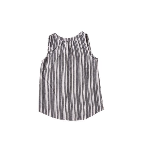 Summer Vertical Striped Women'S V Neck Vest 55% Linen 45% Rayon