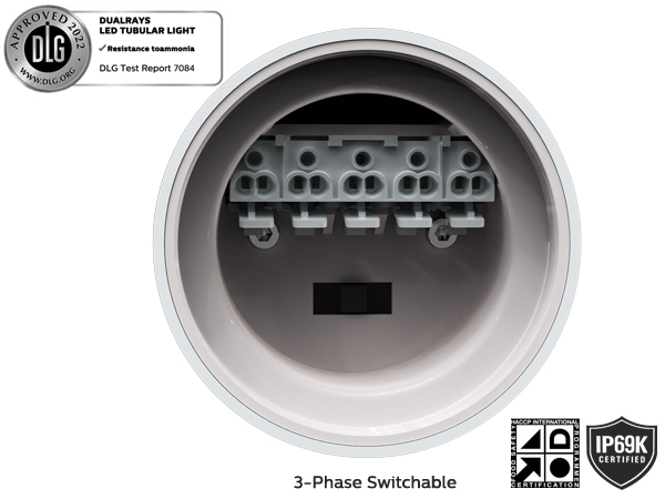 1.2m 40W IP69K IK10 TB7 LED Tubular Light Anto-UV Ammonia For Farm with 3 or 5 wiring-through linkable