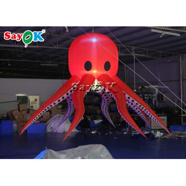 Красное украшение щупальец 3m осьминога нейлона 190T раздувное освещая