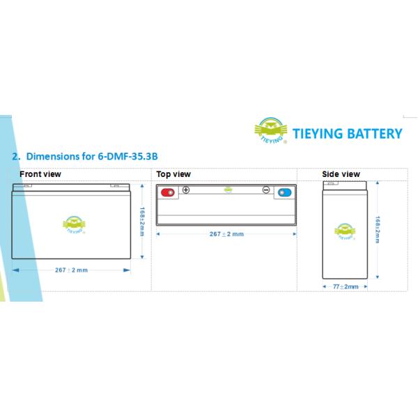 35.3Ah 12 Volt Sealed Lead Acid Battery For Electric Motorcycle E-Tricycle  Rechargeable  6-DF-35.3B