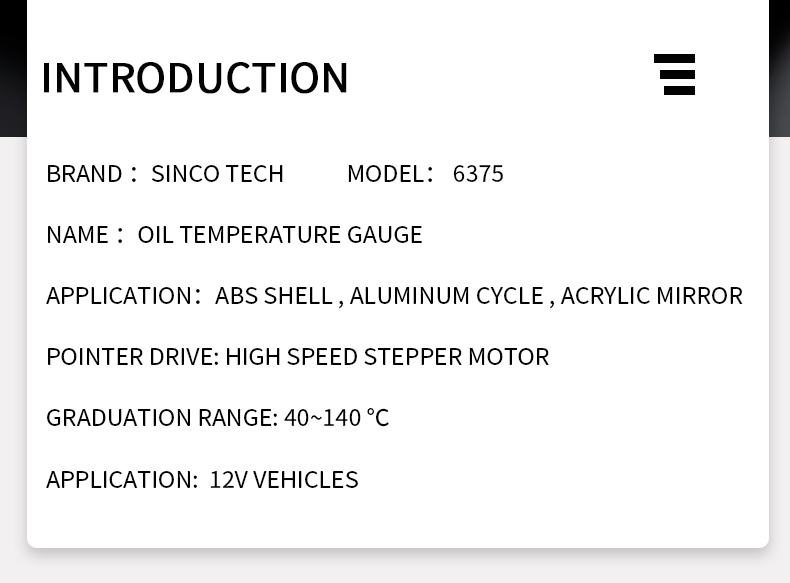 Датчик Temp масла Autometer дисплея LCD с экраном 2,5 дюймов