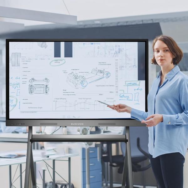 Tableau blanc à écran tactile interactif à double système 4K UHD 65 pouces