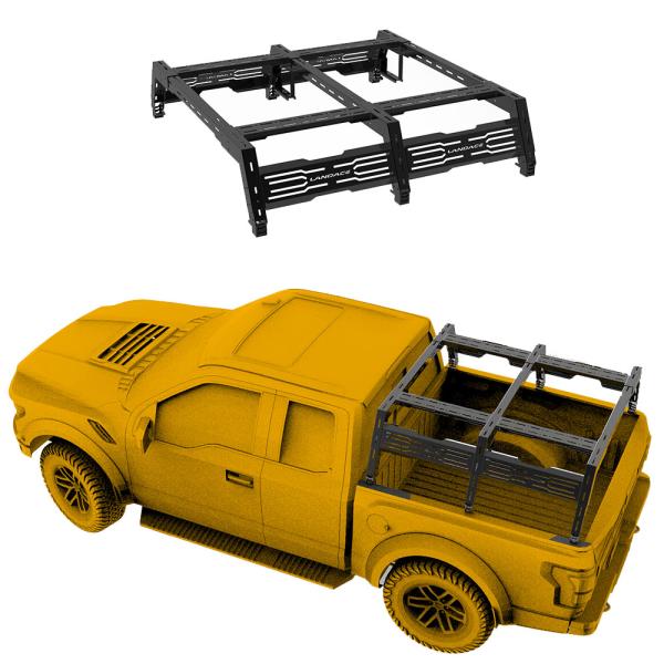 Jeep Gladiator JT Camping Bed Rack with Black Powder Coating and Multiple Accessories