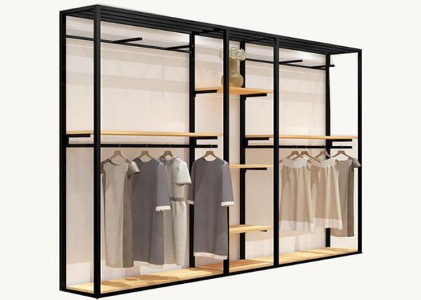 Fashion Iron Baking Garment Display Stands , Retail Store Clothing Display Shelves
