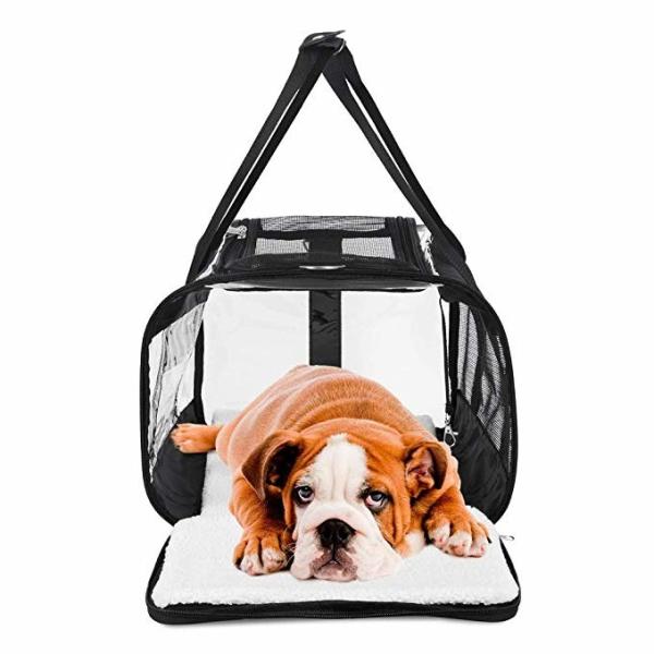 Safety Locked Zipper Airplane Dog Carrier Under Seat Pet Carrier Tote Black Color