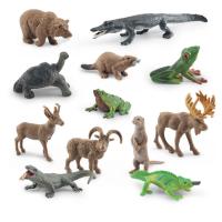 Wildlife Animal Model Toys 12 PCS Mini Tortoise Tree Frog Bullfrog Chameleon Elk Figurine Family Party Favors