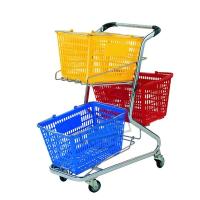 Três Cestas Fábrica Varejo a Retalho Preço Barato Mercado Compras Duplas Camadas Carrinho de Cestas à Mão Personalizado