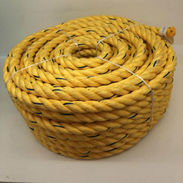 3 Strand Twisted Yellow Blue White Color Polypropylene pp Marine Ropes Shipping Rope