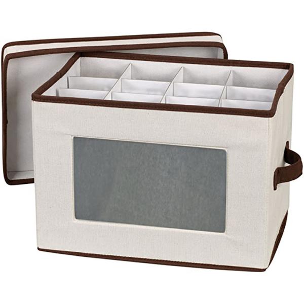 12-Piece Crystal Glassware Storage Case with Dividers - Hard Container for Wine Glasses Stemware, Boxes