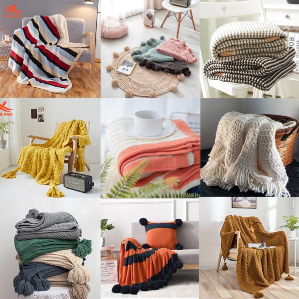 Y-W Luxury Nordic Jacquard Cotton Knit Throw Blanket Solid Pattern Eco-Friendly Sofa and Baby Blanket for Home and Travel
