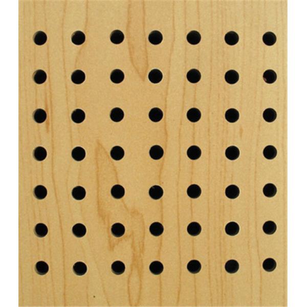 Melamina ignífuga acústica de madera perforada del panel de pared de la fibra de poliéster acabada