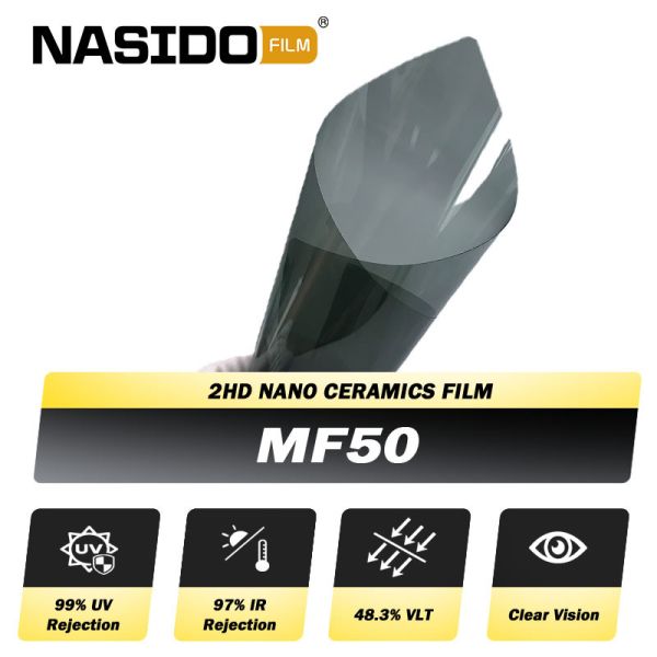 Light Black Nano Ceramic Car Window Film with 48.3% VLT 93.1% IRR and PET80%+Glue imported20%