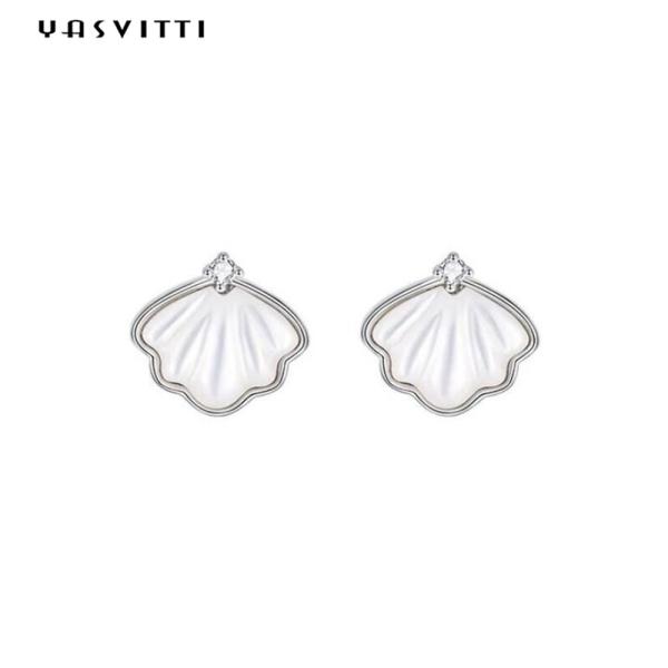 0.25oz 0.07cm Sterling Silver Earrings 14K Gold Plated Silver Shell Earrings