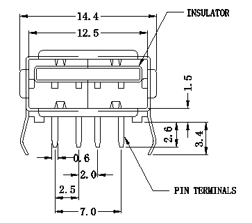 Conector de la INMERSIÓN el 90° de AU-Y1005-2-R USB 2,0 A/F para el soporte LPUSB1001 del PWB