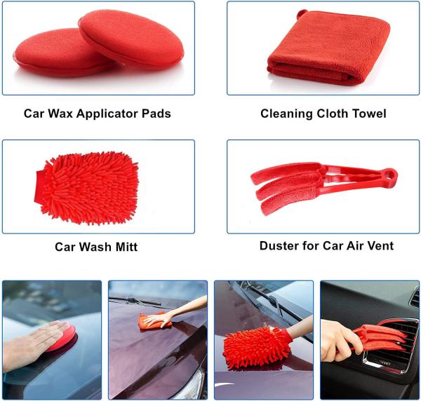 19pcs Car Detailing Brush Set With Carry Bag All Purpose Clean For Cleaning Interior