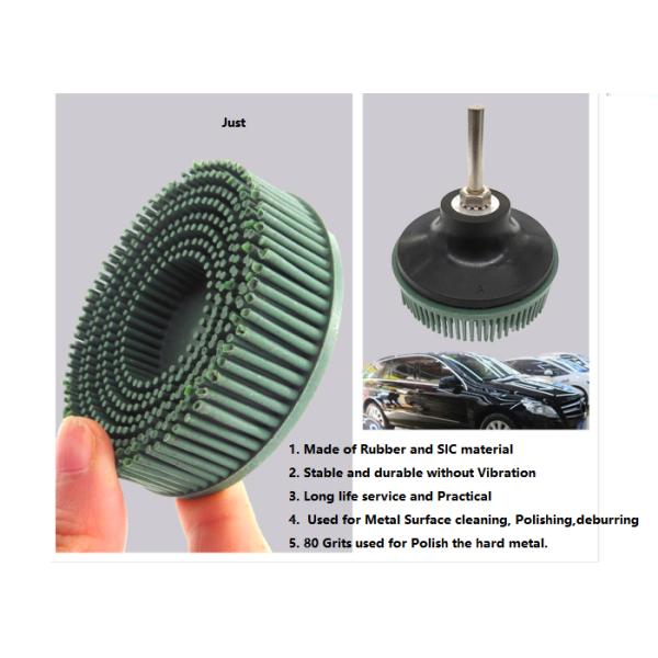 Green Bristle Brush Disc 3 Inch Rubber Abrasive Brush for Burr Rust