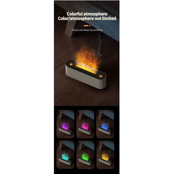 Flame Volcano Ultrasonic Humidifier 250ml Essential Oil Aroma Diffuser Colorful Light