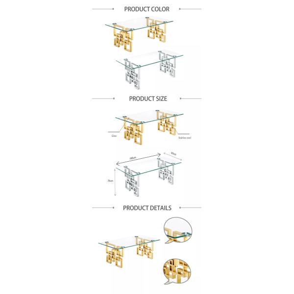 O vintage que o centro luxuoso do café apresenta o ouro 200lb escovou a parte superior de vidro de aço inoxidável