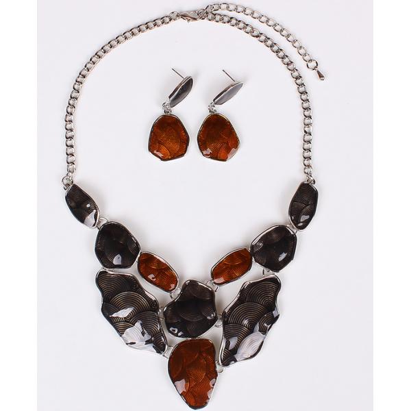 Burst models plating antique silver drop earrings Necklace with colored transparent oil