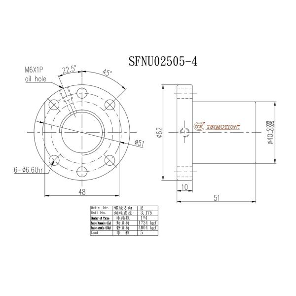 Vis à billes TBI SFNU02505 25mm Vis à billes CNC pour équipement médical