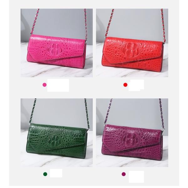 Authentic Crocodile Skin Women Envelop Purse Genuine Alligator Leather Lady Phone Clutch Bag Female Cross Shoulder Bag