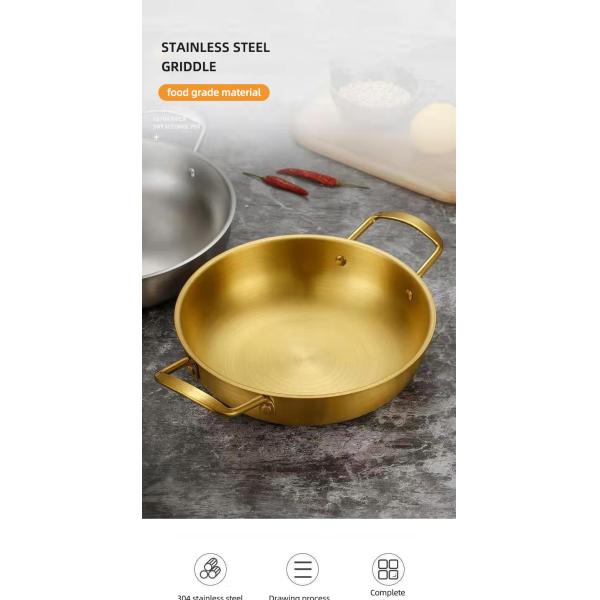 High Quality Silver Stainless Steel Cooker Flat Bottom Cooking Fry Pot Mini Seafood Pot Paella Pans