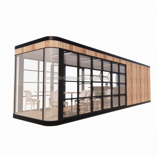 Hôtel et parc EU Container Bar à café Mobile Structure en acier en bois Maison solaire Bar extérieur