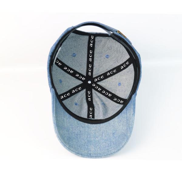 ACE Wash blue denim  Customized curve brim  silk printed logo baseball Hats Caps