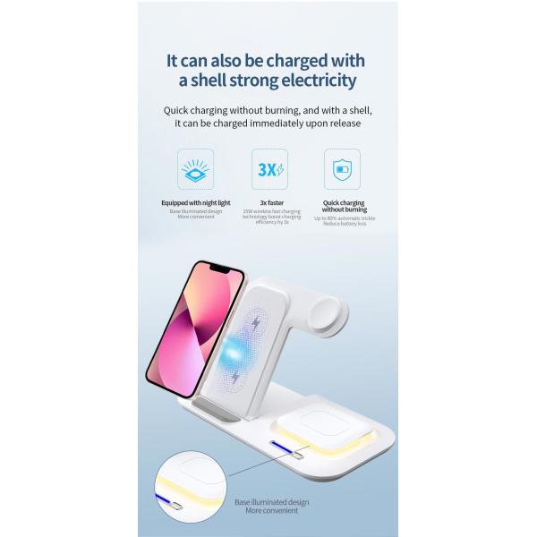 LED ABS Magnetic  5 In 1 Wireless Charger Night Light Function Apple Use