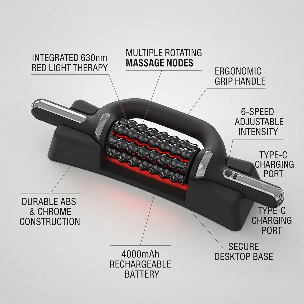 ZN-YR04 Professional Red Light Electric Leg Massager & Muscle Recovery Roller for Deep Tissue Relaxation