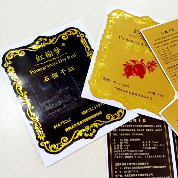 Gold / Silver Stamping Spot Paper Printing Label Stickers Roll For Wine Bottle