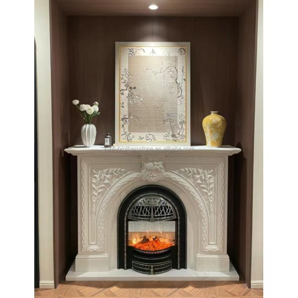 Coal Fireplaces Modern Italian Style Marble Sofitel Fireplace Mantel for Indoor Decor