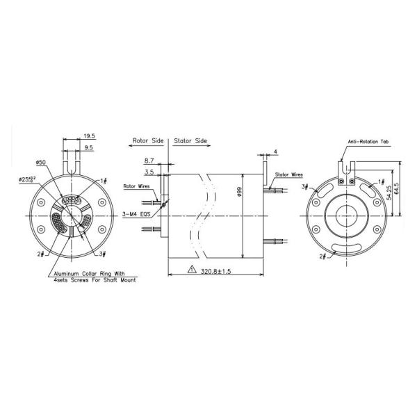 Industry Equipments Signal Slip Ring Multi Channels 65 Circuits Through Hole Designed