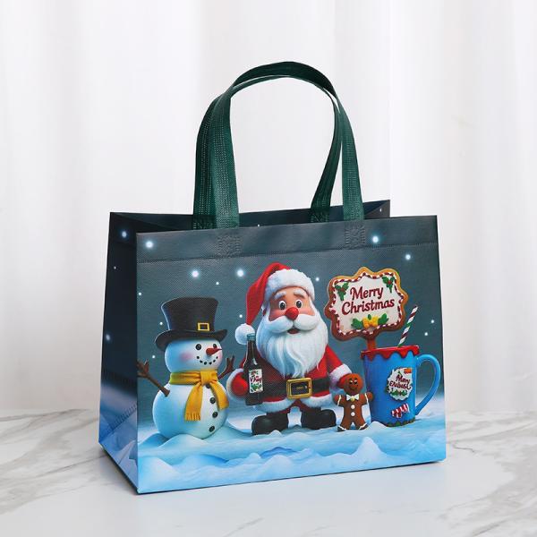 Sacs de Noël imprimés laminés non tissés Sacs de shopping non tissés