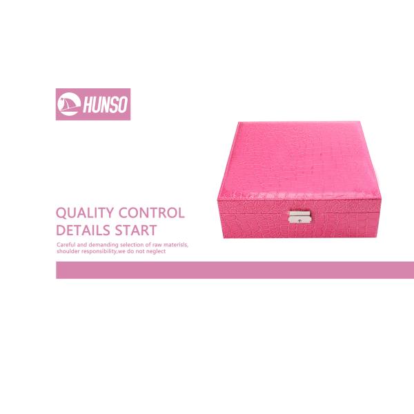 2 Layers Leatherette Jewelry Boxes , Velvet Faux Leather Jewellery Box