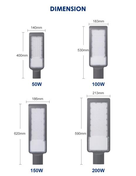 50W 100W 150W Outdoor LED Street Lights Stable Waterproof Practical