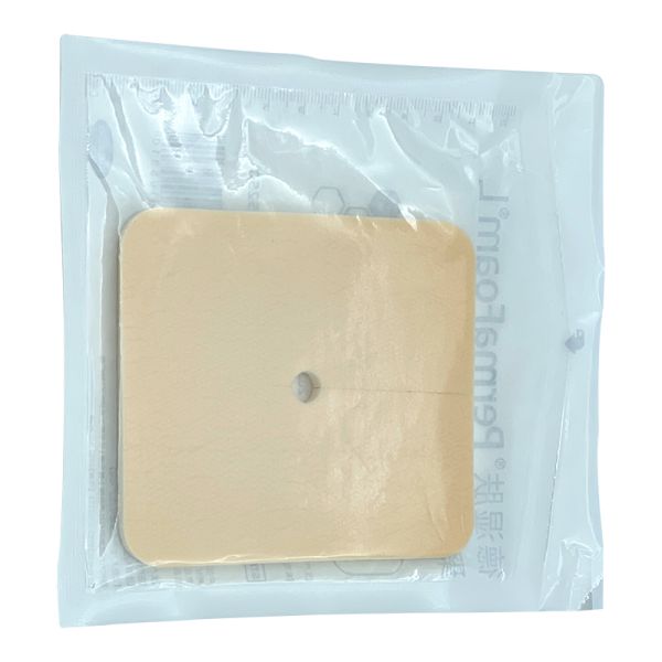 High Absorbency PU Laminated Silicone Foam Dressing With Hole Non Adhesive 7x10cm 9x10cm